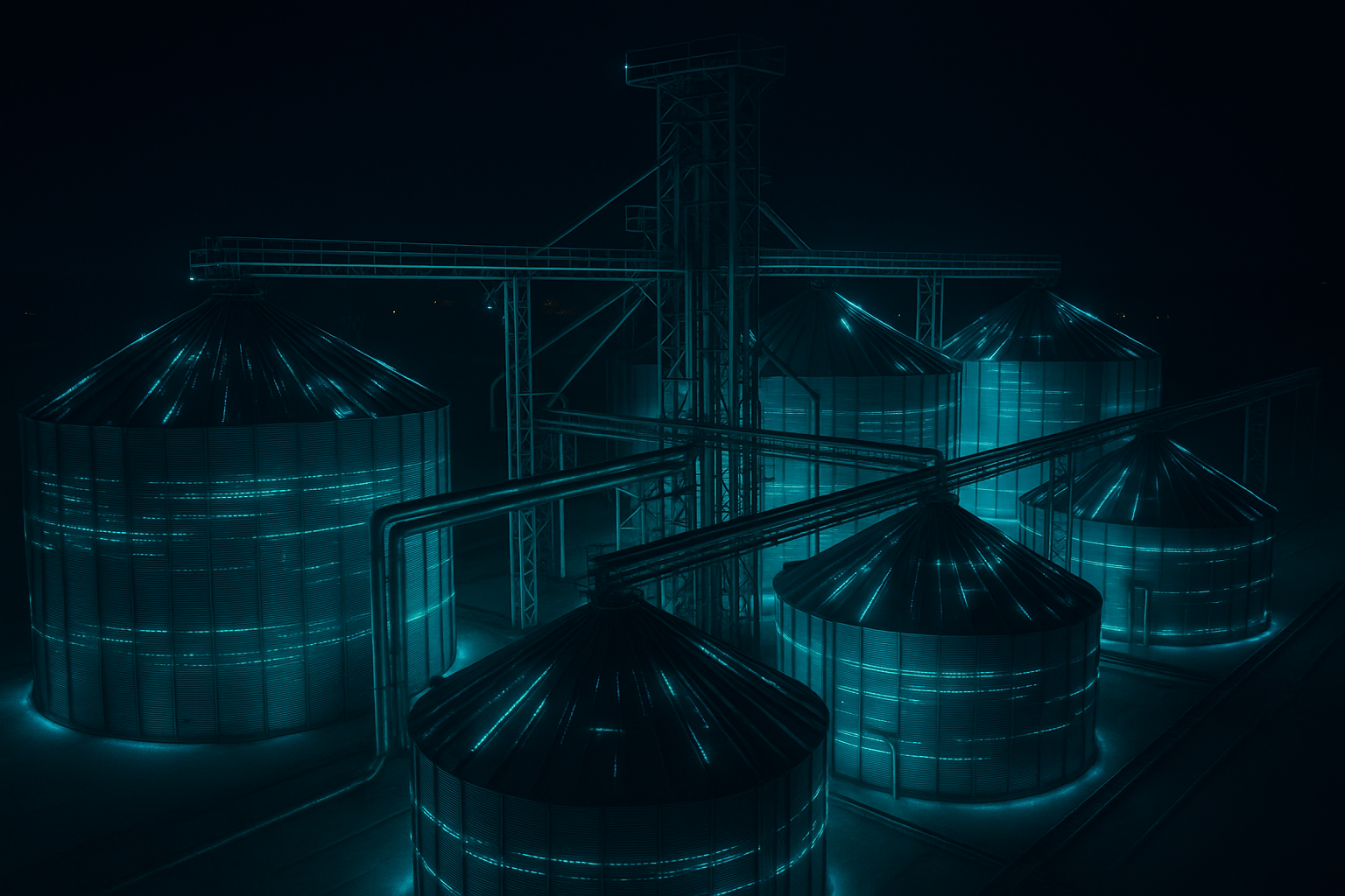 20250826-1224-futuristic-grain-silos-simple-compose-01k3jyef4jexjae5e3ng9pg3x3